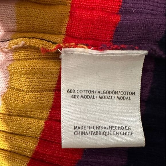 Modcloth Elegant pleated Navy Midi Skirt with Multicolor bottom Stripes size M - Picture 6 of 6